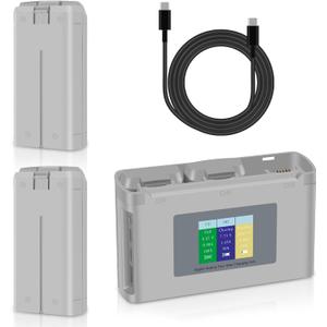 COOLSHOW Intelligent Flight Mini 4K Battery 2 Packs 2400mAh and Smart LED Triple Battery Charger Two-Way Charging Hub Compatible with DJI Mini 2/2 SE/4K/SE