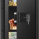 22.05" Tall Wall Safes Between the Studs 16" Centers, Combination Lock in Wall Safe with 2 Removable Shelf, Hidden Safe for Money, Jewelry, Document, Passport (Black)