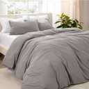Bare Home Microfiber Duvet Cover Set - Ultra Soft Washed Microfiber - Queen Size - Linen-Like Look - Easy Care - Breathable Fabric - Our Softest Duvet Cover Set (Queen, Frost Grey) (04 - Frost Grey (No Comforter))