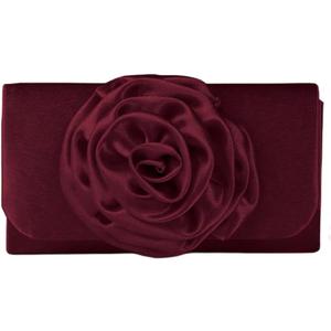 MakeMeChic Women's Satin Evening Bag 3D Flower Flap Wedding Clutch Bag Vintage Handbags (Burgundy)