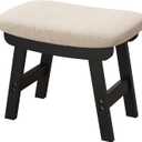 Foot Stool, Foot Stool Small, Ottoman Wood Foot Rest for Living Room, Bedroom, and Kitchen (Black-beige)