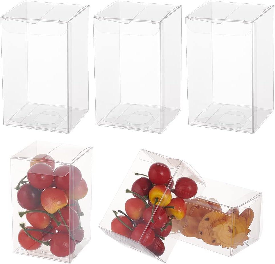 BENECREAT 30PCS 2.3x2.3x4 Film Covered Clear Plastic Party Favor Box for Wedding Party Decor, Chocolates, Candy Cookies Favors, Mother's Day Festival Gift Packaging