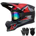 Adult Dirt Bike Helmet DOT Approved, Full Face Off Road Motorcycle Helmet | Motocross Helmet Set with Gloves,Goggles & Mask,Ideal Gift for Men,Women, ATV UTV BMX ,Entry-Level and Recreational Use, Large