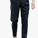SweatyRocks Men's High Waist Fold Pleated Crop Suit Pants Work Office Business Long Trousers with Pockets, Black, Large