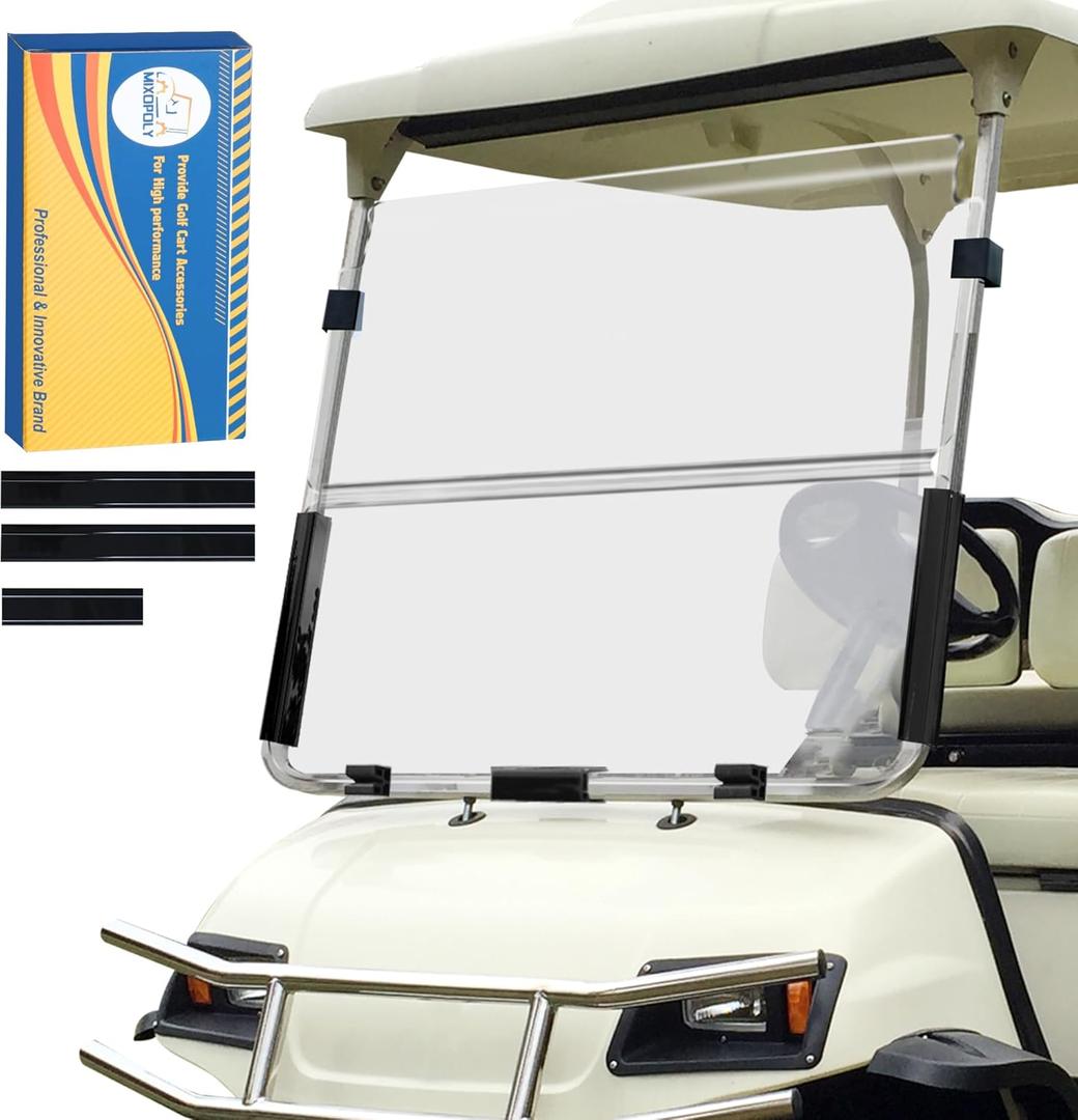3/16"(5MM) Thick Foldable Golf Cart Windshield Direct Replacement for Yamaha G22 (2003-2006) Gas and Electric Models Clear, Acrylic,Impact Resistant, UV-Protected