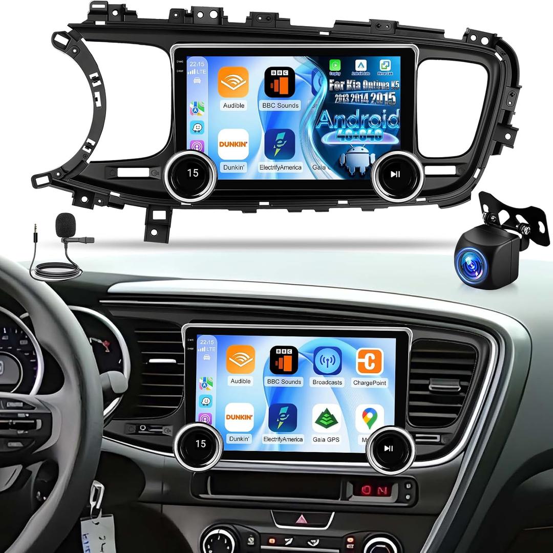 [4G+64G] Volxcereo Car Radio for Kia Optima K5 2013 2014 2015, 10.1 inch Android Touchscreen Stereo with Carplay/Android Auto, GPS, WiFi, Bluetooth 5.4, SWC, FM/RDS, Knob Display