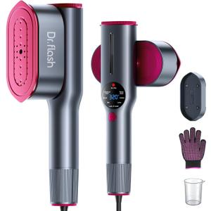 DRFLASH 2-in-1 Steamer & Iron for Clothes,15s Fast Heat-up 1200W Portable Handheld Garment Steamer,Travel Size with Large Ceramic Heat Panel,Quick Wrinkle Removal,110V-120V