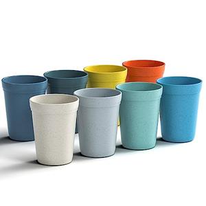 Homestockplus 12Oz Wheat Straw Cups, Set of 8 - Reusable Plastic Cups for Kitchen, Home, Office, and Outdoor Use - Dishwasher and Microwave Safe - Eco-Friendly and Unbreakable Drinking Cups