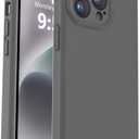 Vooii Compatible with iPhone 13 Pro Max Case, Liquid Silicone Upgrade [Camera Protection] [Soft Anti-Scratch Microfiber Lining] Shockproof Phone Case for iPhone 13 Pro Max 6.7 inch - Dark Grey