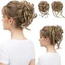 SARLA 2PCS Messy Bun Hair Pieces for Women Wavy Curly Synthetic Hairpieces for Updos with Tendrils Fake Scrunchies Ponytail Extension Bernstein