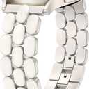 Wearlizer Metal Bracelet Compatible with Samsung Galaxy Watch 7 Band 6 5 4 Active 2 FE 40mm 44mm/Watch 6 4 Classic/5 Pro/3, 20mm Enamel Dressy Stainless Steel Strap for Samsung Watch Bands Women (Starlight/Iridescent)