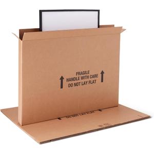Amazon Basics TV Moving Box for 50-inch TV, Picture and Mirror, Heavy Duty Sturdy Shipping Container, 48 x 4 x 33 inches, 3-Pack