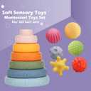 Weilim Montessori Toys Soft Stacking Building Blocks Rings Balls Sets 3 in 1 Baby Toys Bundle for Babies Sensory for Toddlers Teething Bath for Infants Learning Education Toy