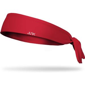 JUNK Brands Flex Tie Headband - Moisture-Wicking, Performance Fabric, Non-Slip, Sports Sweatband for Men & Women (True Red)