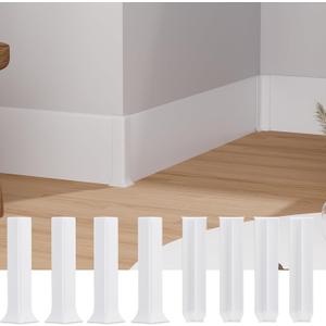 Duzzy 6" High Self-Adhesive Baseboard Corner Blocks, 4 Inside + 4 Outside PVC Corners Pieces Suitable for Baseboard Molding Trim (White)