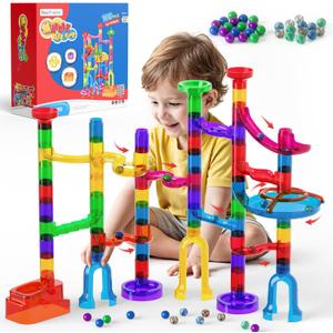 MaxTronic Marble Run Kit for Kids,Upgrade Marble Maze Kit 16mm Marbles 109pcs Building Blocks STEM Learning Toys Christmas Birthday Gift for Kids Aged 3-12