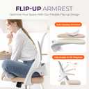 NEO CHAIR Office Desk Gaming Ergonomic Computer Chair with Lumbar Back Support Adjustable Height Swivel Rolling Wheels Flip-up Arms Mesh Chair for Home Vanity (Beige)