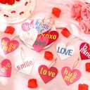 Marsui 36 Pcs Valentine's Day Gifts Wooden Heart Ornaments DIY Hanging Ornaments with Rope and 12 Piece Letter Patches 3.5" Wooden Heart Crafts for Gifts Valentines Day Tree Party Wedding Decoration