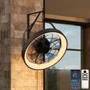 20" Wall Mount Fan with Light | Plug in - 3CCT Dimmable LED, 6-Speed, Smart Remote & APP Control, Ceiling & Wall MountIndoor & Outdoor for Patio, Garage, Living Room, WorkshopMetal Frame