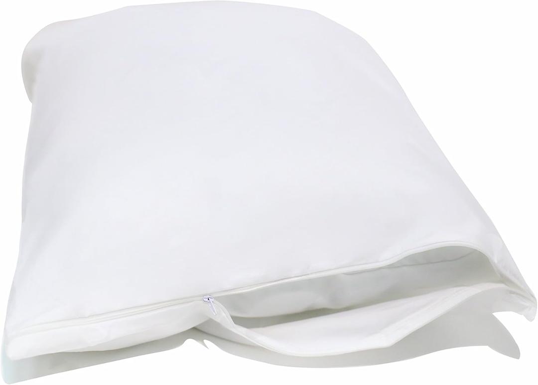 National Allergy Premium 100% Cotton Zippered Pillow Protector - Standard Size - White - 2 Pack - 300 Thread Count - Hypoallergenic Bed Pillowcase with Zipper - Breathable Encasement Cover