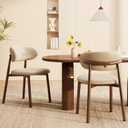 Kitchen Dining Chairs Set of 2 Modern Upholstered Dining Room Chair with Metal Legs, Walnut Leg/Khaki (18 Inch Light Khaki/Walnut)