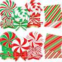 2 x HAKOTI Peppermint Christmas Decorations Tableware, Candy Christmas Decorations includes Peppermint Plates and Peppermint Napkins, Candy Cane Plates and Napkins for Peppermint Candy Decorations
