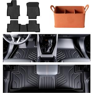Floor Mat Replacement for 2019-2025 RAV4 ((Include Hybrid) Floor Mats All-Weather TPE Car Floor Mat - Rubber Floor Mat for First and Second Row - Non-Slip Car Mat Accessories
