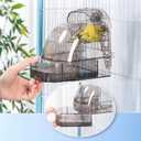 Bird Bath for Cage  Multi-Functional Parakeet Bath Box with Convenient Bottom Drawer, Acrylic Material, Perfect for Breeding and Various Birds (Gray)