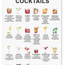 6 PAck CHDITB Vintage Cocktail Poster, Cocktail Recipe Mixology Art Prints, Retro Cocktail Menu Guide Alcohol Drink Hanger Frame Poster Kitchen Wine Art Wall Decor Colorful Funky Wall Decor Painting for Bar (11.8"L x 1.2"W)