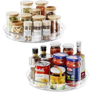 LAMU 1 Pack Lazy Susan Organizer 9.25 inch Lazy Susan Turntable for Cabinet, Rotating Spice Organization for Cabinet, Kitchen, Table Top, Countertop, Pantry Fridge Organizers and Storage, Clear
