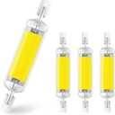 78mm 10W R7S LED COB Light Bulb 100W Equivalent T3 J78 J-Type Linear Bulb 120V R7S Base Dimmable 78mm Double Ended Flood Light Bulbs 360Beam Angle Landscape Lights 6000K (Cool White, 4 Pack)