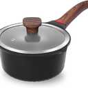 VINCHEF Nonstick Saucepan with Lid, 3QT Sauce Pan with Stay Cool Handle, Non Stick Small Cooking Pots Induction pot, Dishwasher Safe, Compatible for All Stove Top, PFAS and PFOA Free Black