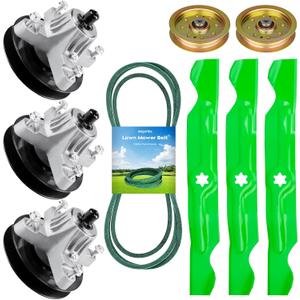 50" Deck Lawn Mower Rebuild Kit for Cub Cadet/for MTD LTX1050KH LTX1050VT SLTX1050, Include 3 Spindles 618-05016 918-05016, 3 Blades 742-04053, 2 Idlers 753-08171, 1 162" Belt 754-04240