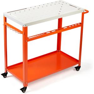 Movable Workbench Table,35.8x 18.1Welding Table,1200LBS Static Weight Capacity,Sawhorse Tool Slots and Fixture Holes5/8-inch Fixture Holes,4 Wheels (4 with Brake)