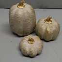 Wesiti 3 Pcs Fall Artificial Pumpkins Decor Thanksgiving White and Gold Resin Pumpkins for Decorating for Thanksgiving Table Centerpieces Farmhouse Tabletop Home Mantel Decor