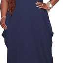 YeGine Oversize Tshirt Dress Plus Size Short Sleeve Maxi Dress with Pockets (4X-Large Plus, 1-3281 Dark Blue)