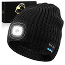 Bluetooth Beanie Hat with Light for Men, LED Beanie with Light Rechargeable, Headlamp Cap Wireless Headphones Built-in Speaker Mic Christmas Gifts for Teens Stocking Stuffers for Men Dad(Black)