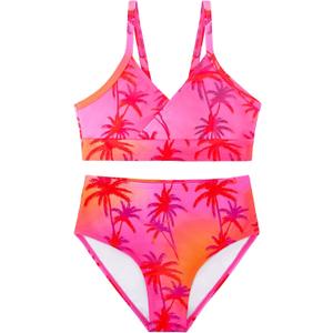 Girl's 2 Piece Swimsuit Spaghetti Strap Cute Bikini High Waisted Bathing Suit Swimwear Size 8-12 (Coconut Tree)