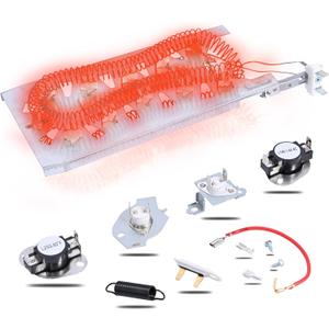 Dryer Heating Element Kit for Whirlpool Cabrio Duet Model WED5620HW1 WED5600XW0 WED5100HW1 WED8000DW4 WED8500DC4 WED5500XW0 GEW9200LW1 WED5800BW0 GEW9250PW0 WED5600XW1 Replacement Thermostat