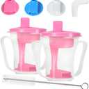 Dysphagia Cup for Adults with 5cc, 10cc & 15cc Flow Control - Choke Proof Drinking Cup with Dual Handles for Elderly, Stroke, Dementia & Parkinson (Pink, Pack of 2 PCS)