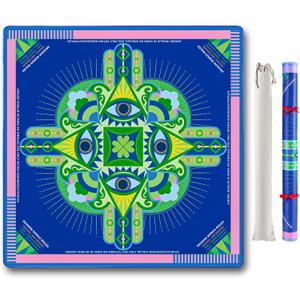 Neoprene Mahjong Mat with Rules (33" x 33"), No Creases American Mahjong Mat, Anti-Slip & Noise Reduction Mahjong Learning Mat, Mahjong Mats Gifts (Lucky Pink Blue)