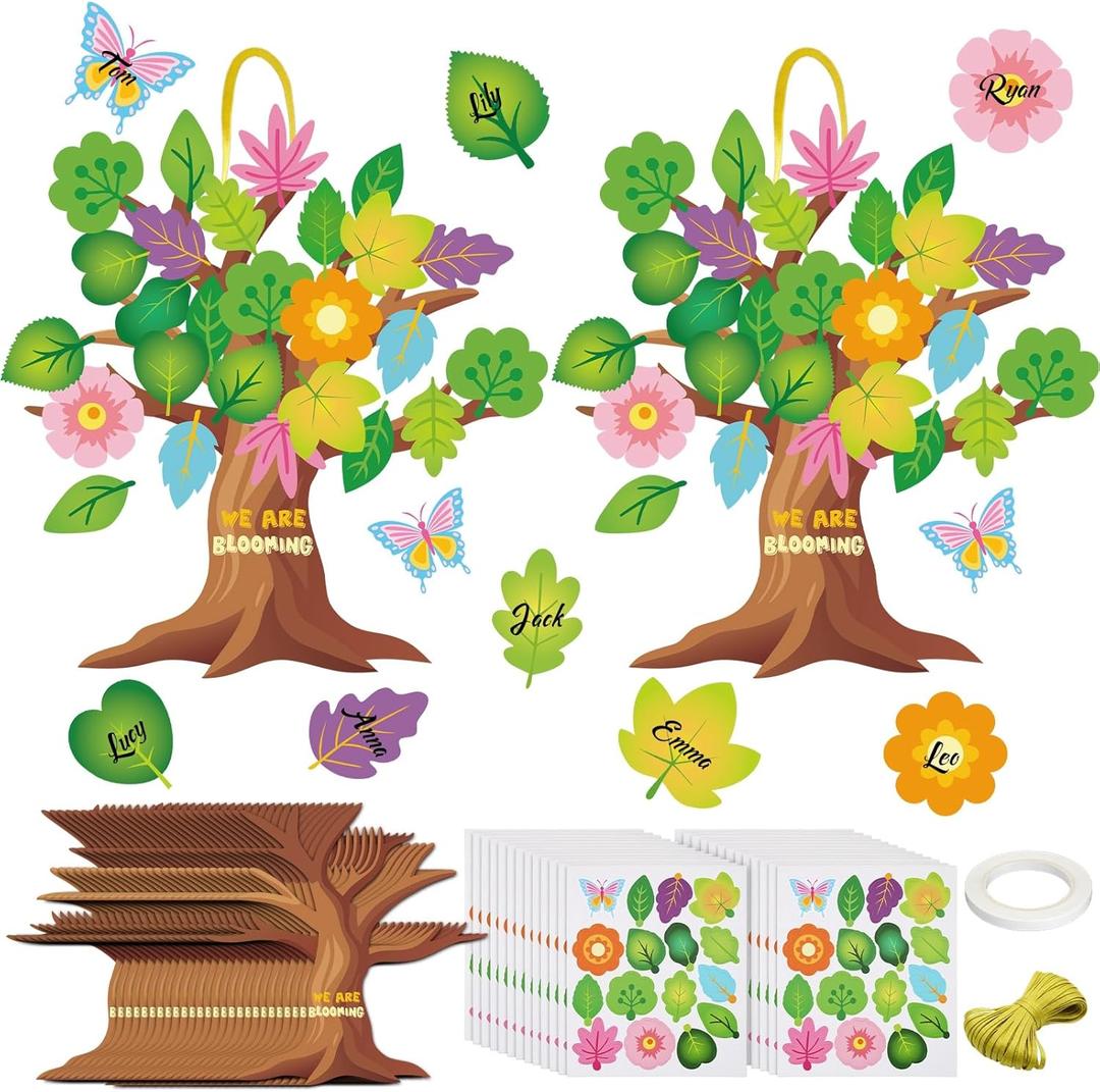Pajean 60 Set Spring Craft Kits, Flower Leaf Butterfly DIY Spring Tree Art Craft Hanging Ornaments Party Favors Decorations for Home Party Family Activities Supplies