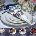 Hand Block White Cloth Napkins Set of 6  Elegant Cotton Napkins for Dinner, Weddings, Reusable Everyday Use  Decorative Floral Napkins Everyday for Kitchen & Home Decor (6, Purple, 18X18 Inches)