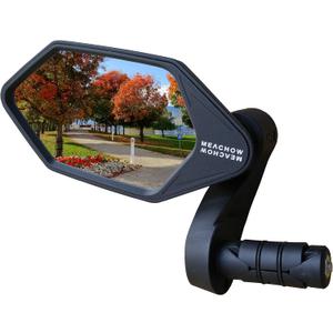 MEACHOW New Bar End Bike Mirror, Crystal UHD Automotive Grade Glass Lens E-Bike Mirrors, Scratch Resistant, Safe Rearview Mirrors, (Silver Left Side) ME-022LS