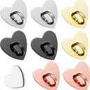 8 Pcs Cell Phone Finger Ring, Adhesive Metal Phone Finger Grip Hook Heart Phone Grip Loop Stand Phone Charm Hook for DIY Phone Case Pad Tablet Supplies (Four Colors) (Gold+silver+black+rose gold)