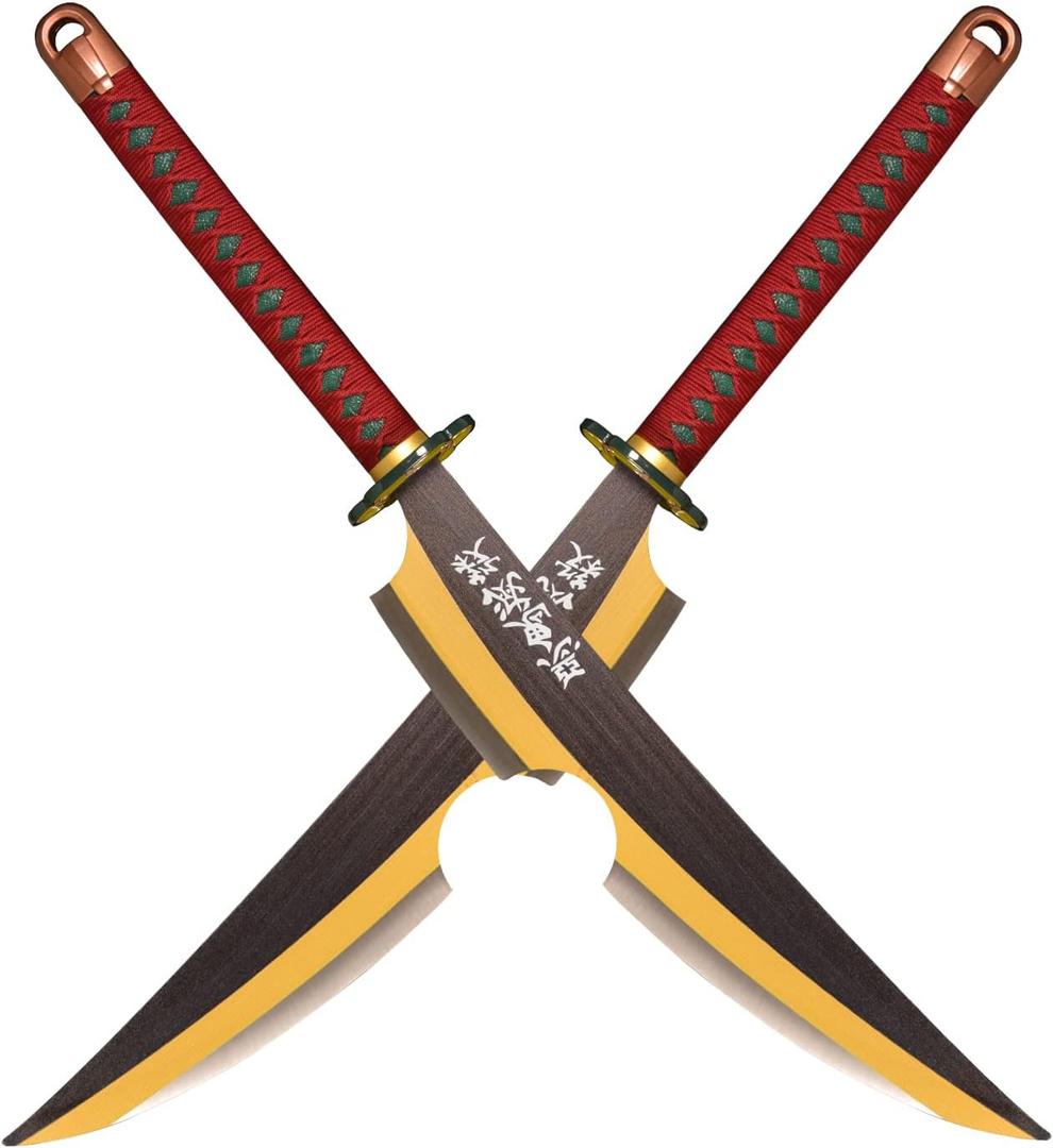 Sword Valley Demon Series Anime Sword - Slayers Katana40.9" LengthAnime Original Texture Carbon Steel Blade Carving SymbolNon-Slip Gripfor Cosplay & Display (Uzui Tengen)