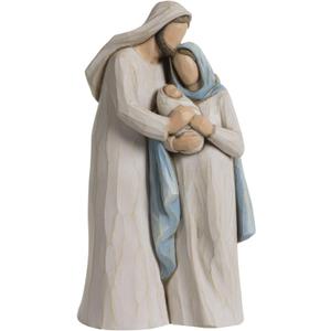 ShineOnAngel 10 Inch Holy Family Figurine – Modern Wood Carving Style Nativity Scene in Morandi Tones, Resin Sculpture for Christmas and Home Religious Décor