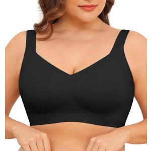 Xcutting Women Wirefree Bras for Women Full Coverage No Underwire Everyday Bras Comfortable Wireless Padded Bras, 4XL