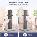 Large Cat Scratching Post with Heavy Duty Base 33" Sturdy Tall Sisal Scracher Post and 2 Interactive Hanging Balls for Big Cats-Grey