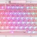 KiiBoom Phantom 81 75% Transparent Mechanical Gaming Keyboard, Hot Swappable Custom Gasket Keyboard with RGB Backlit, Clear Keycap, Rechargeable Battery, Triple Mode for Win/Mac (Phantom 81 V2 Pink)